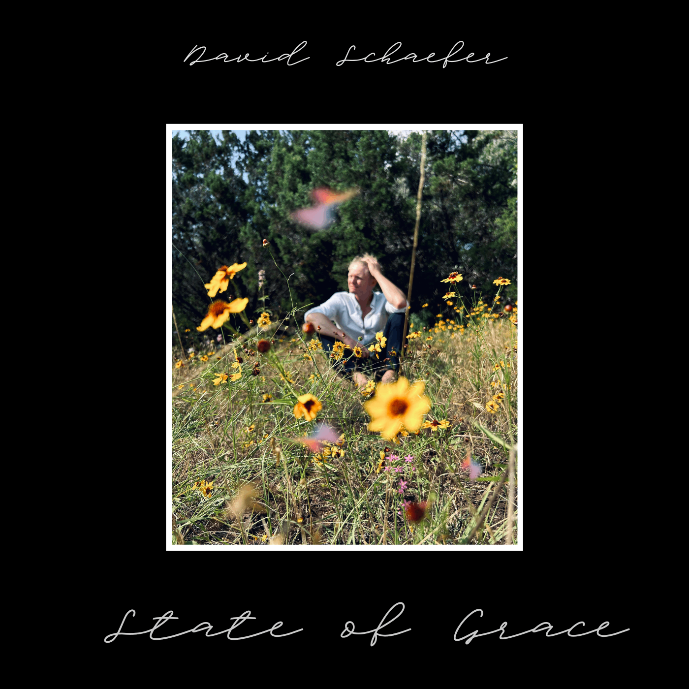 David Schaefer - State of Grace EP : an image of a woman sitting in a field of flowers