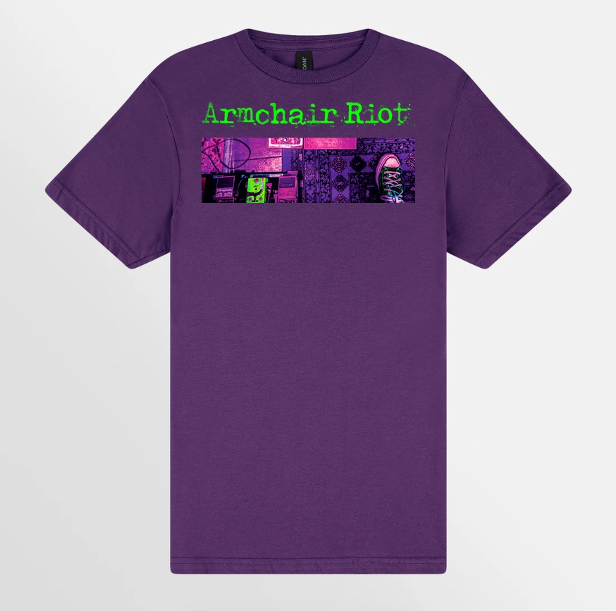 a purple t - shirt with an image of a computer screen