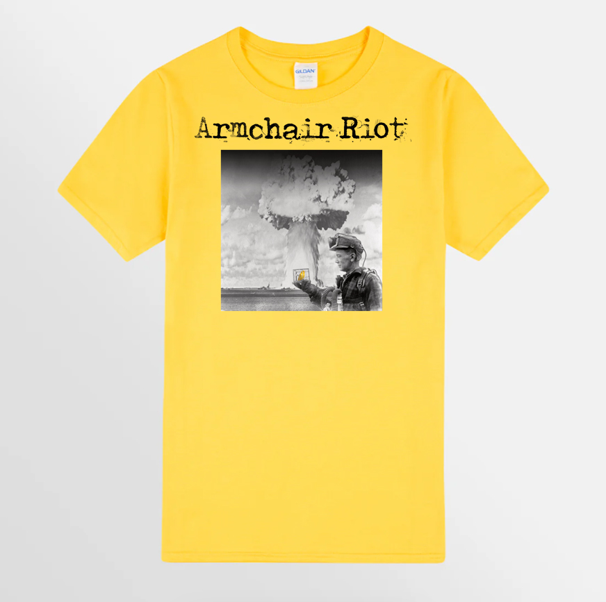 a yellow t - shirt that says amchair riot