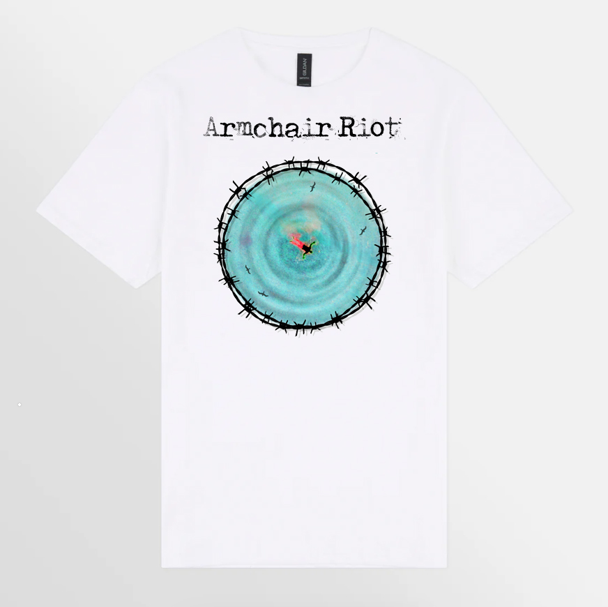 a white t - shirt with the words american riot on it