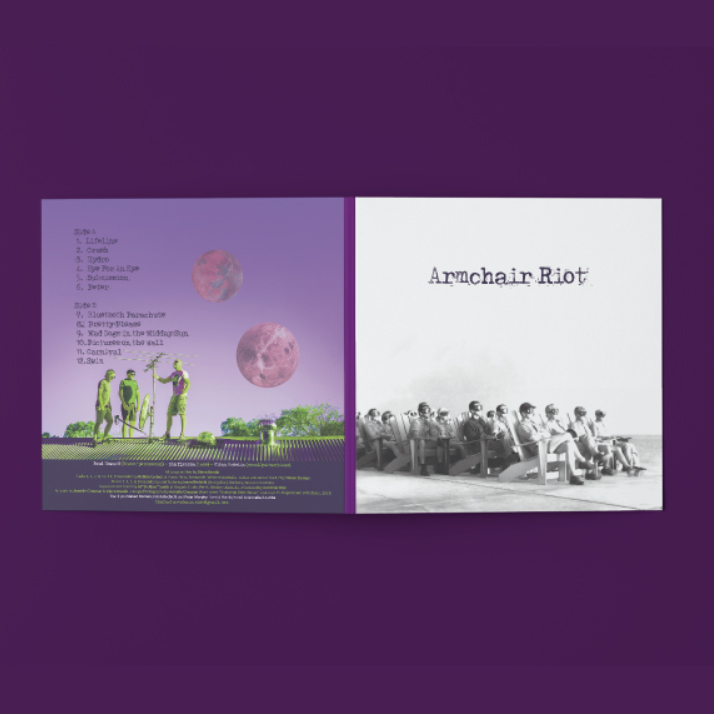 a purple cd cover with a picture of a group of people