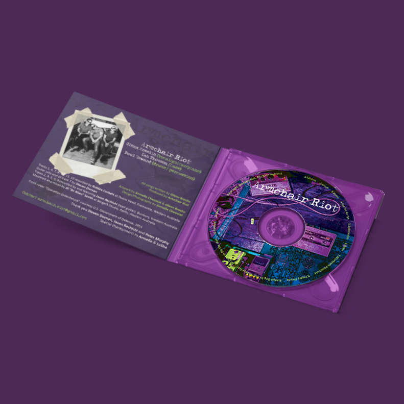 a purple cd case with an image on it