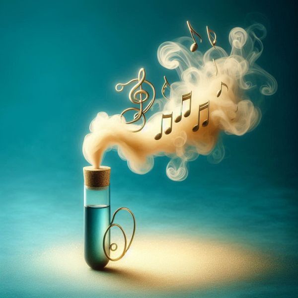 Buzz Goddard - Test Tubers (EP): a blue test tube with music notes coming out of it