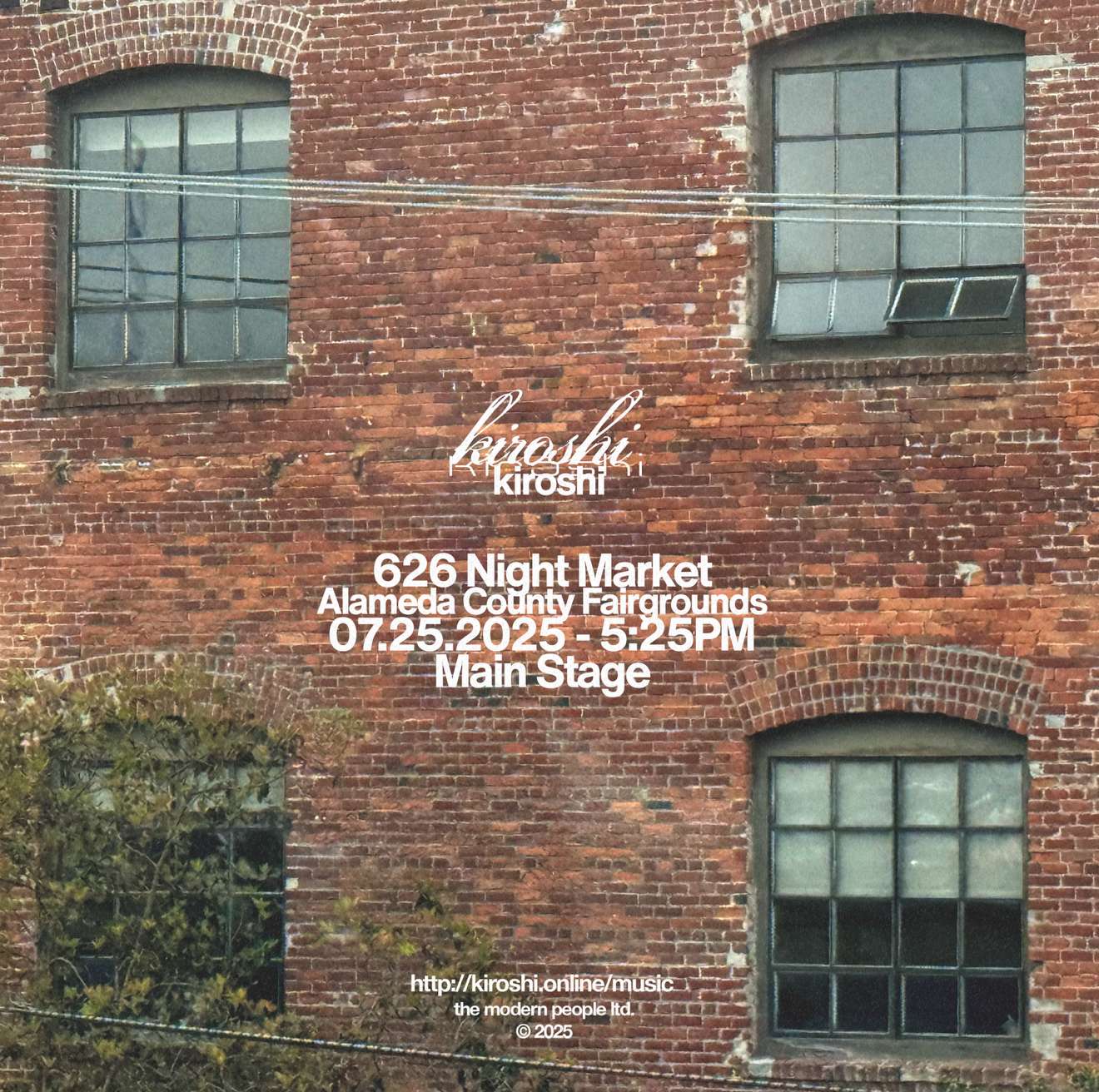 a poster for a brick building with windows