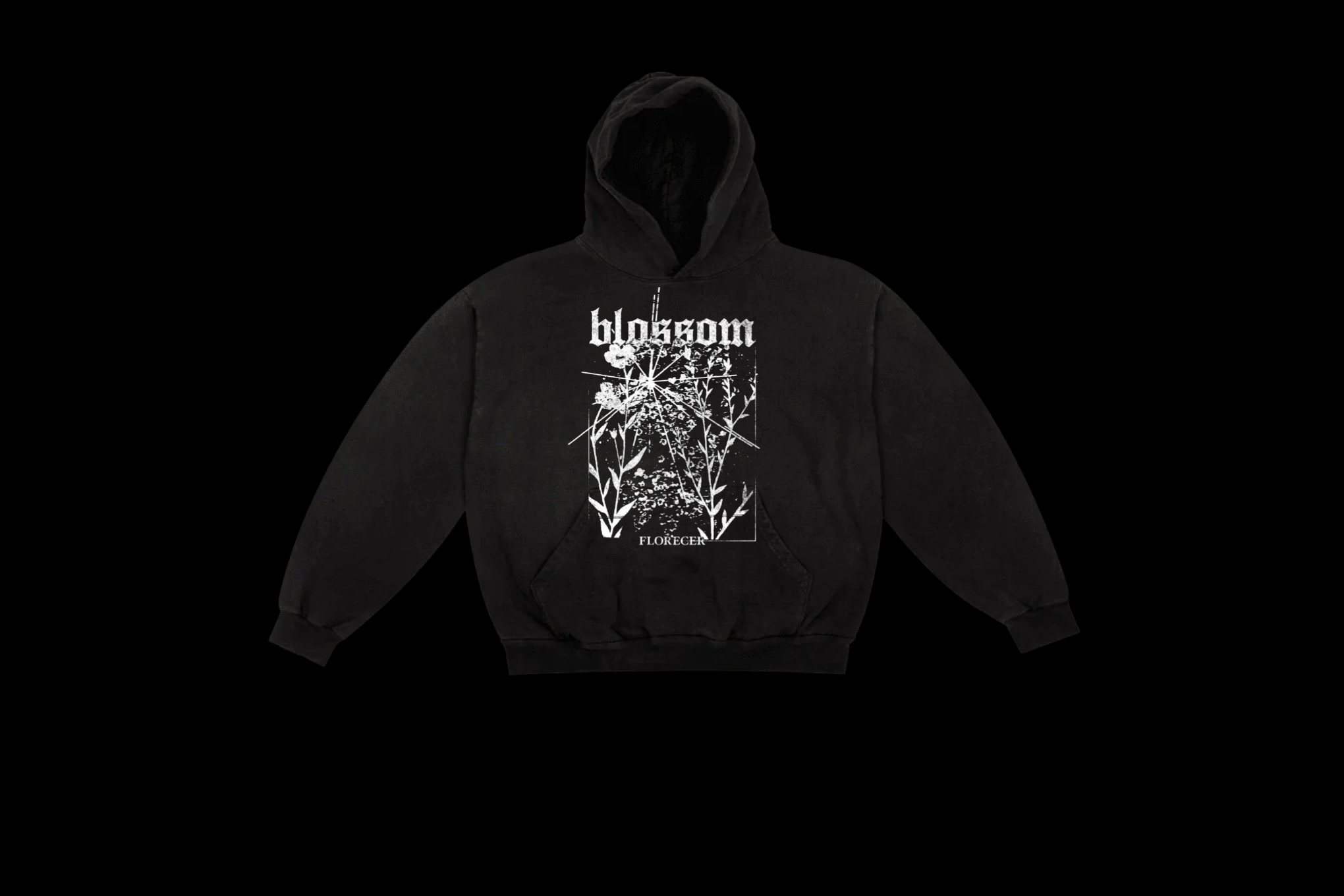a black hoodie with an image of a demon on it