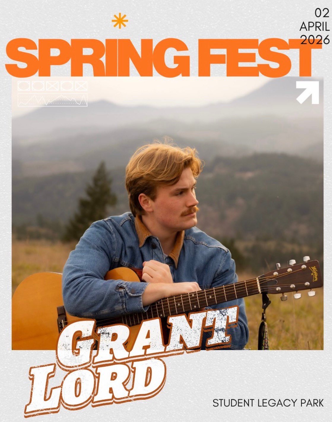 a poster for spring fest featuring a man holding an acoustic guitar
