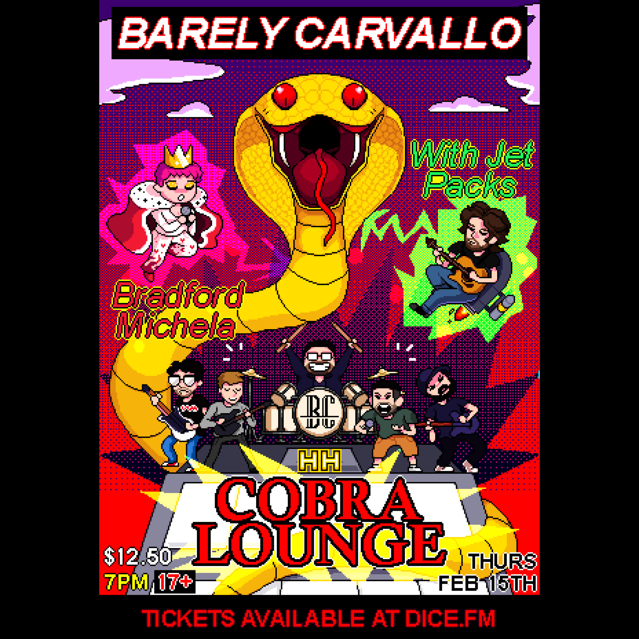 a poster for barely carvallo's cobra lounge