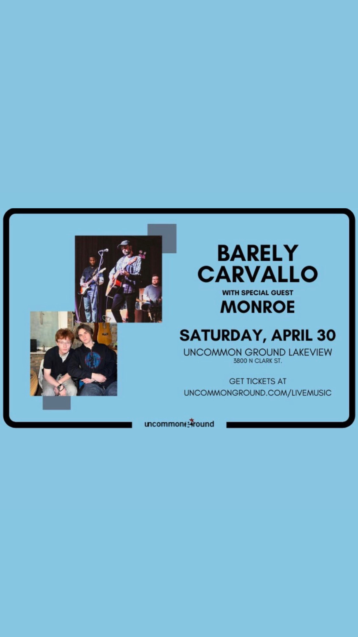a poster for barry carlo antonio on a blue background