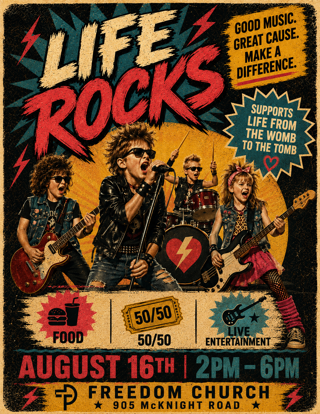 a poster for a life rocks concert