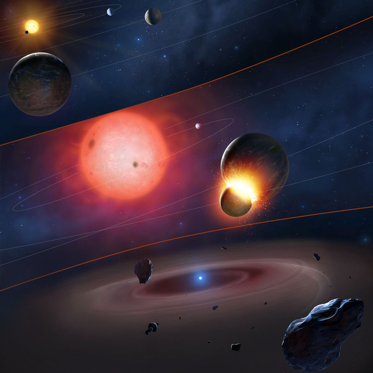 an artist's impression of a solar system with several planets