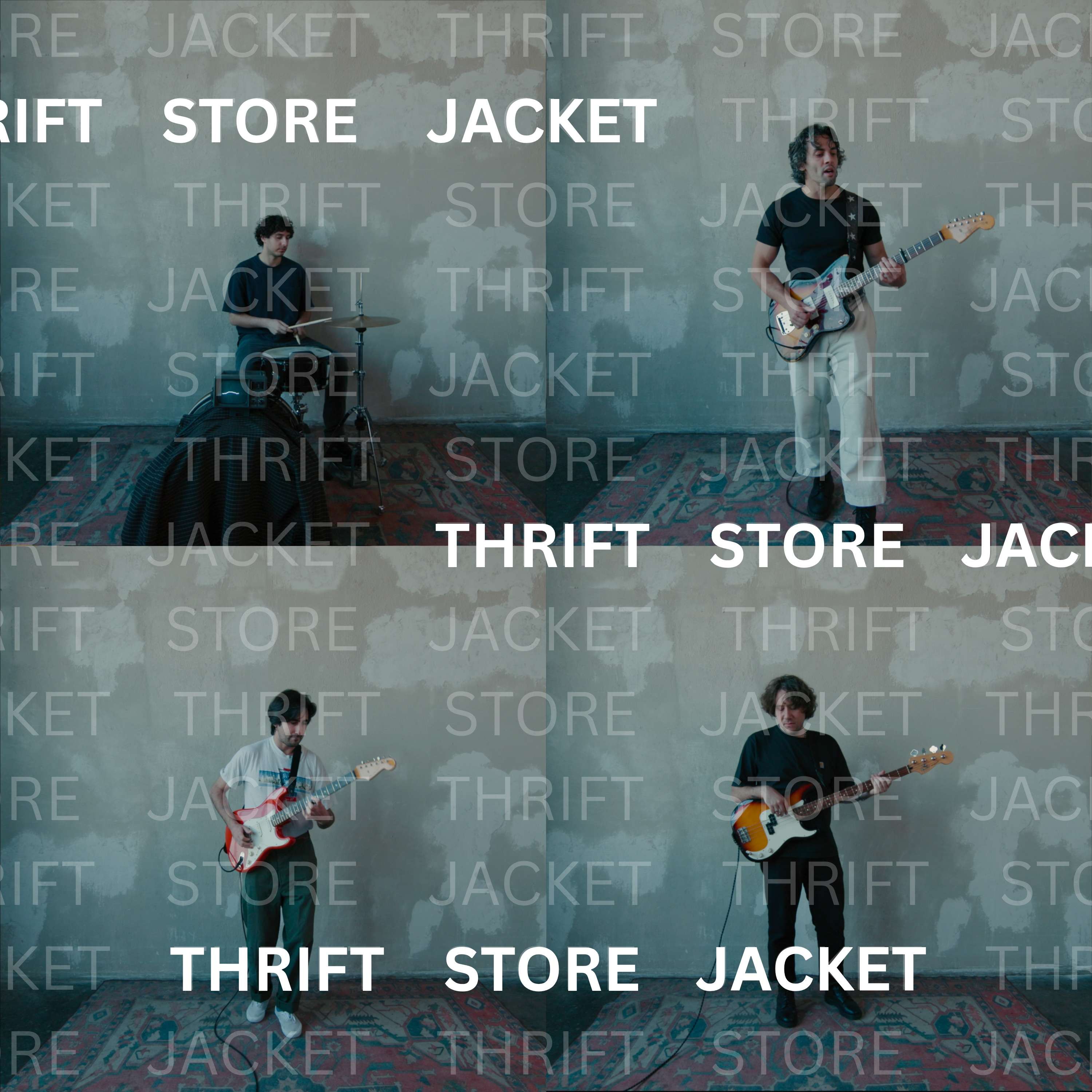 a group of people playing guitars in front of a store