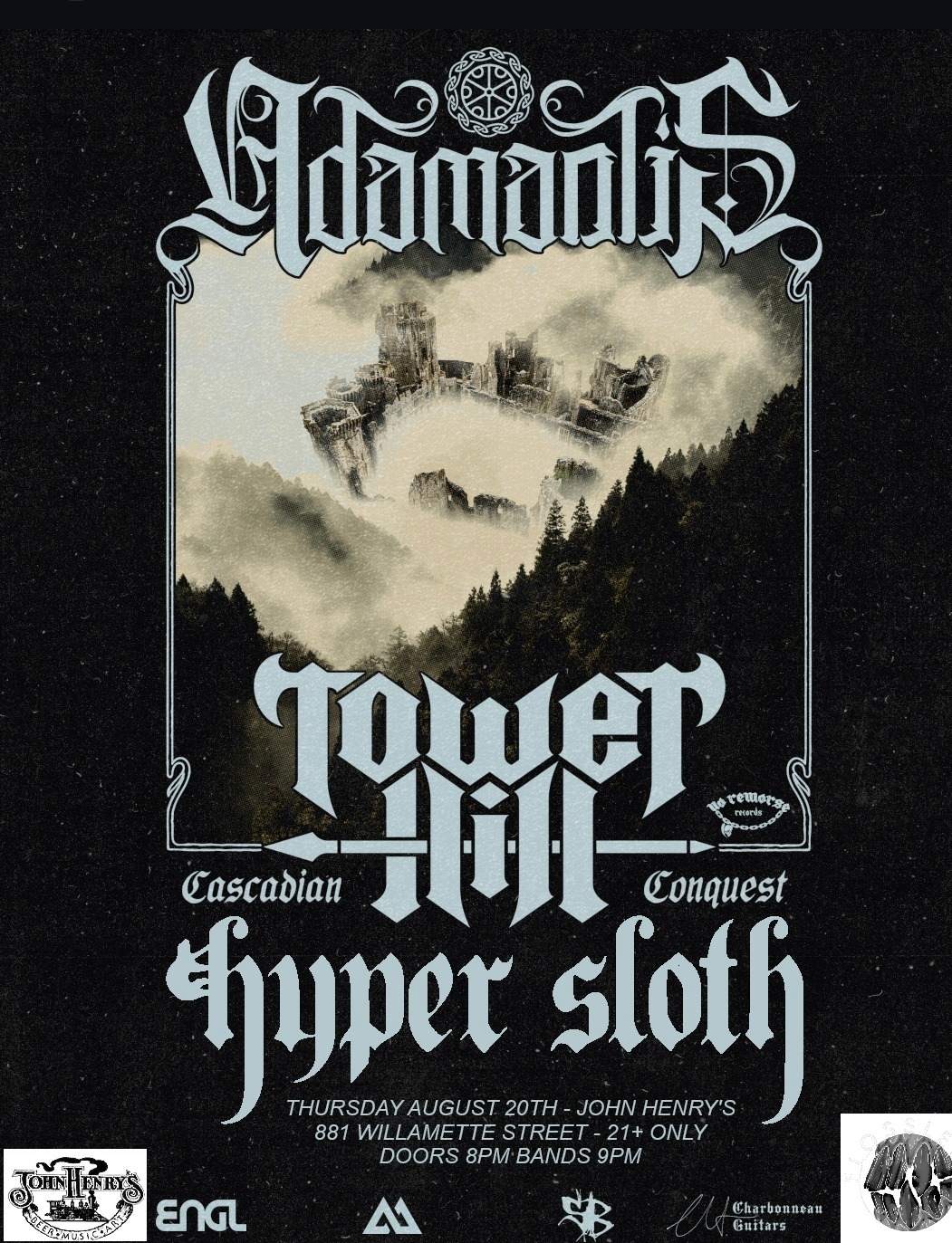 a poster for adamantium's tower hill hyper sloth