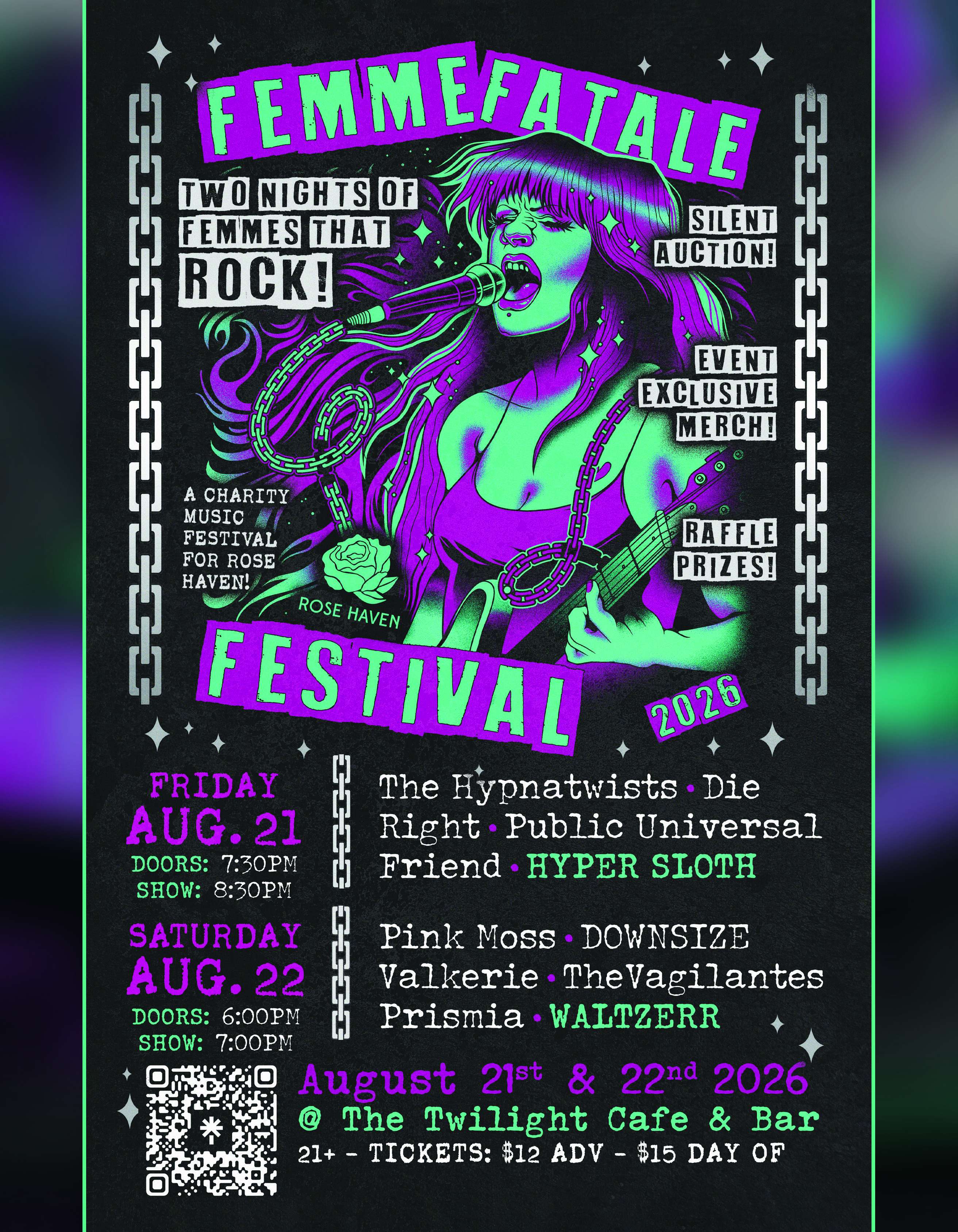 a flyer for the women's rock festival