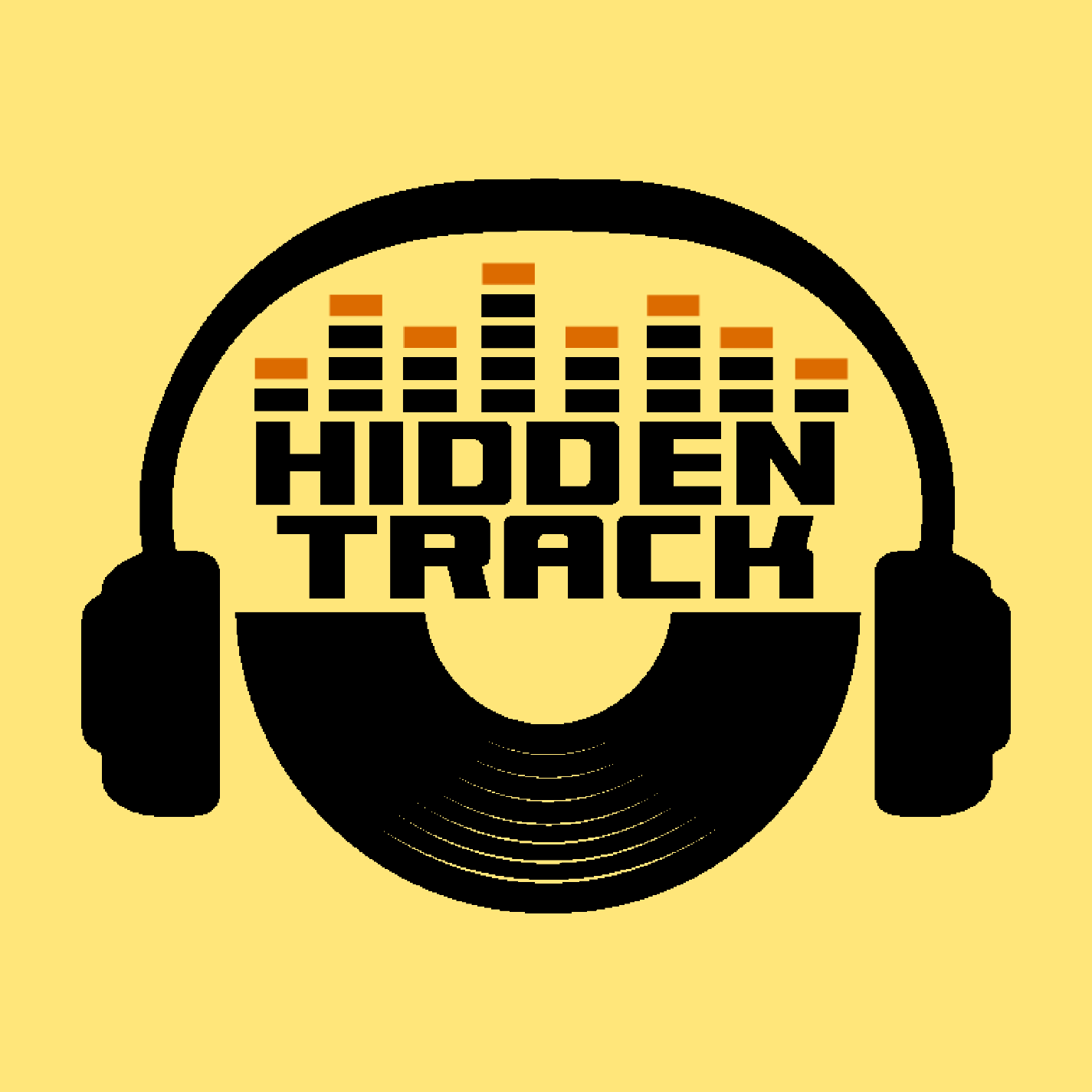 the hidden track logo on a yellow background
