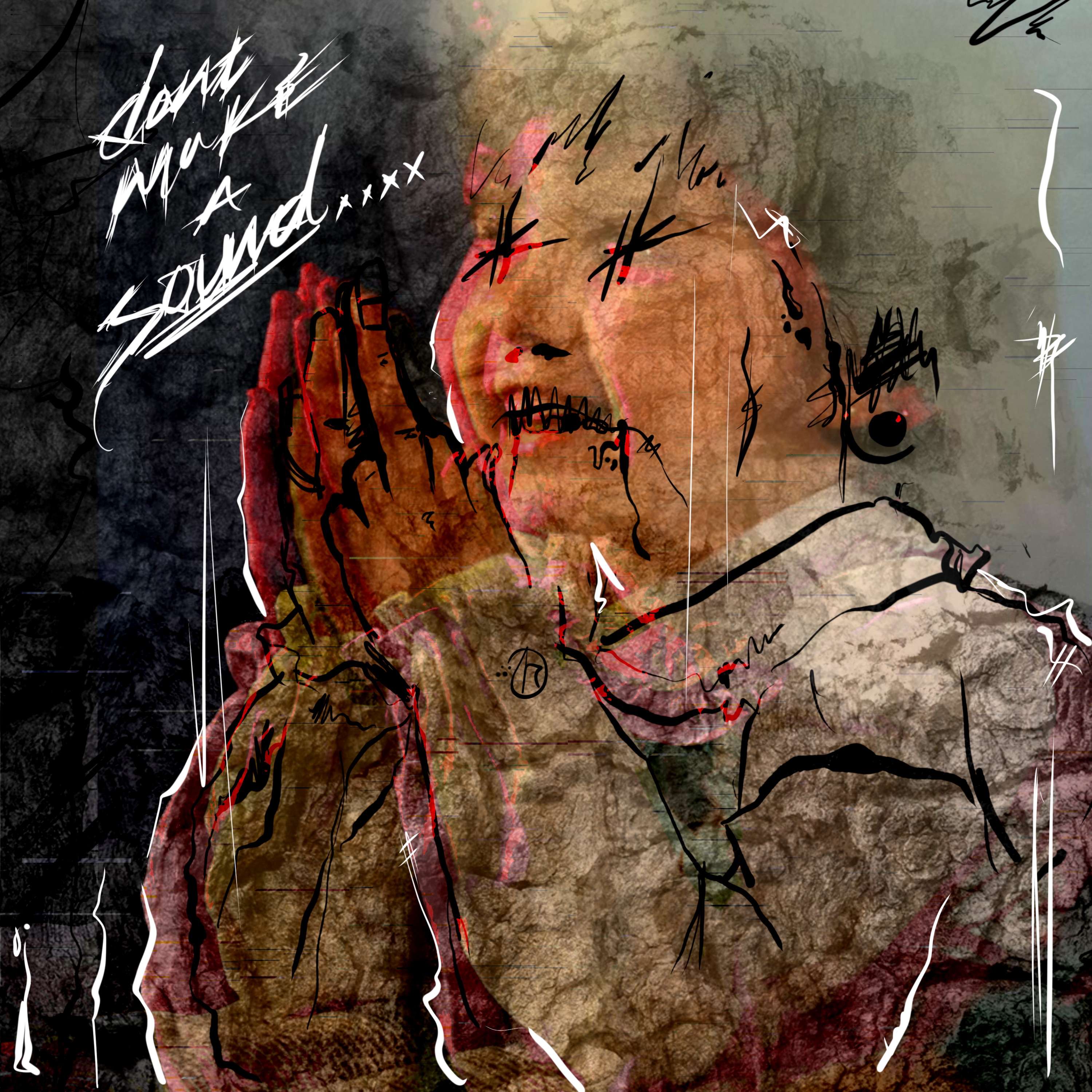 a drawing of a girl with her hands up