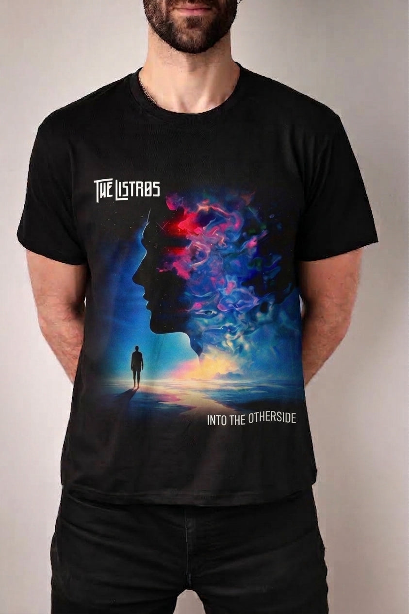 a man wearing a t - shirt that says the stars