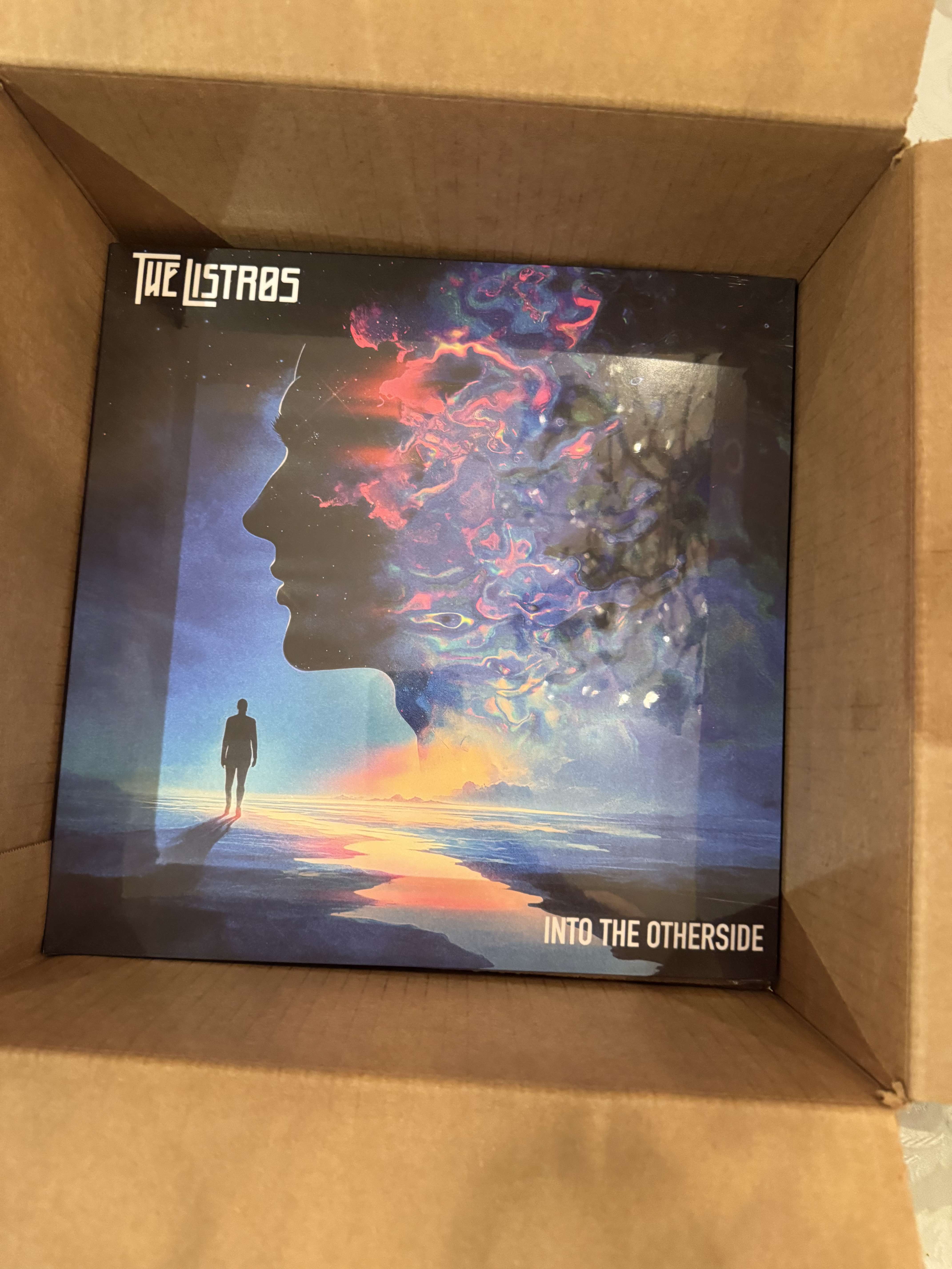 the inside of a box with a picture of a man and a woman