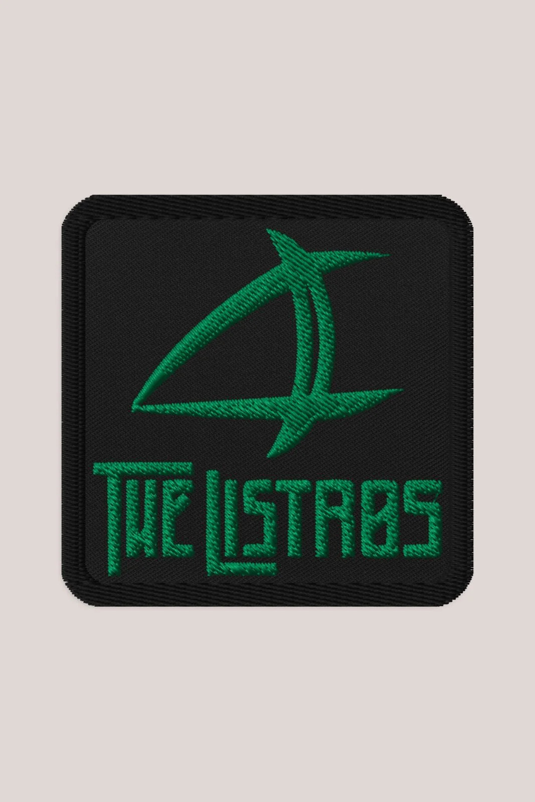 the listbars logo on a black patch