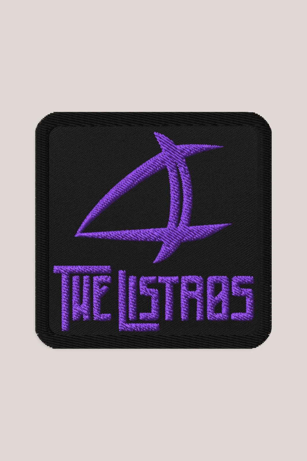 a purple patch with the word'the listbars'on it