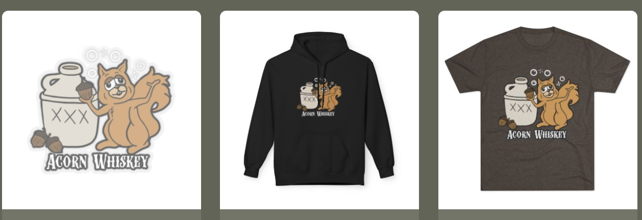 three t - shirts with a squirrel on them