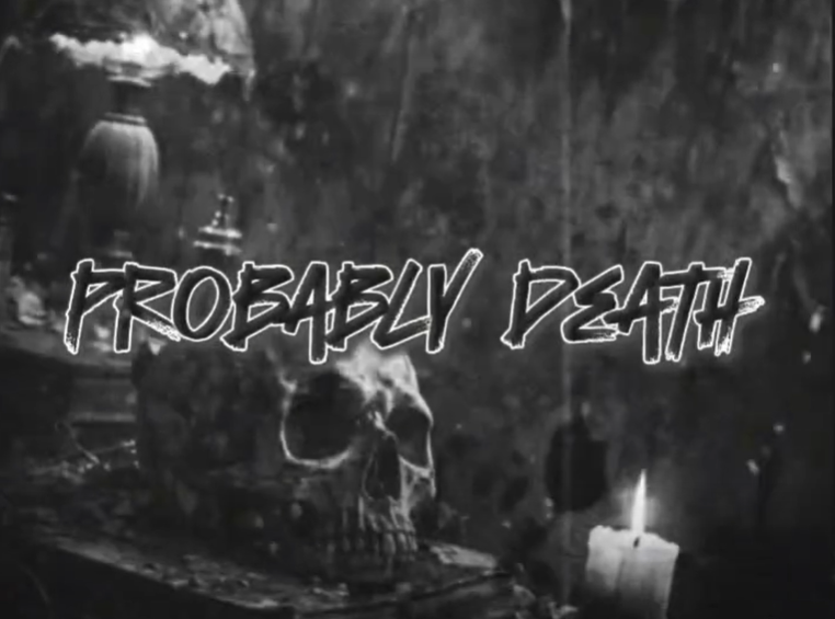 GenarationZ  - Probably Death: a black and white photo of a skull with the words'probably death'on it